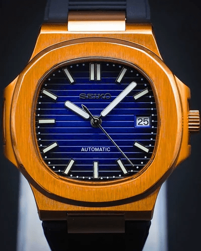 Signature Series - Rose Gold Blue Dial Black Rubber