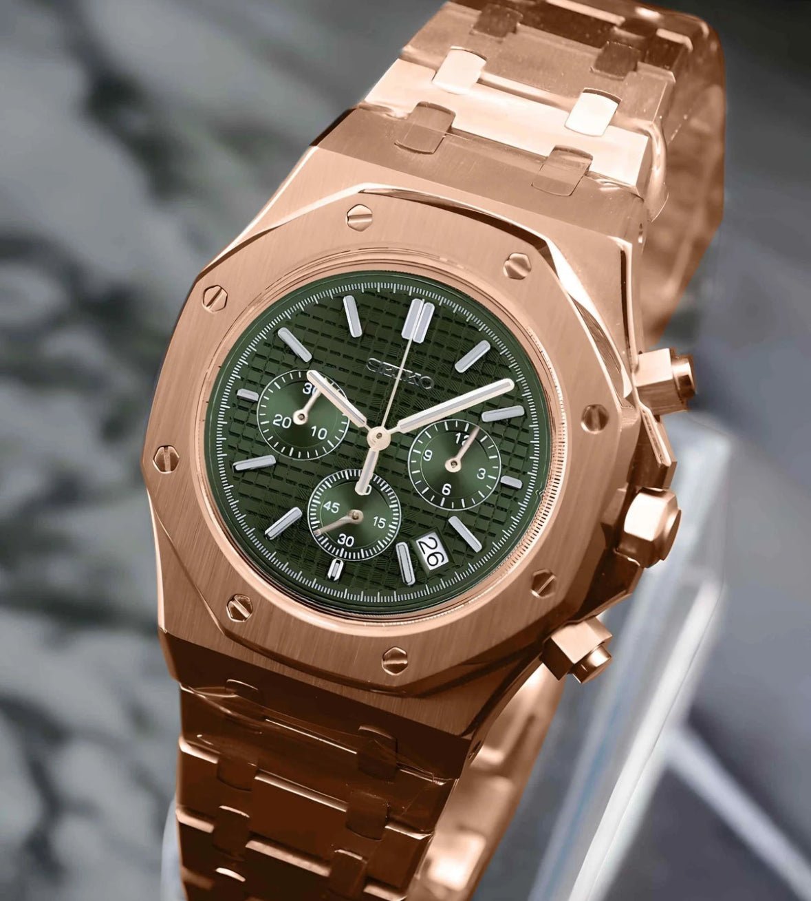 Chronograph Series - Integrated Rose Gold Green