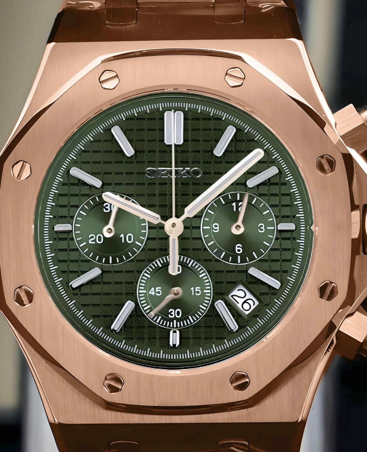 Chronograph Series - Integrated Rose Gold Green
