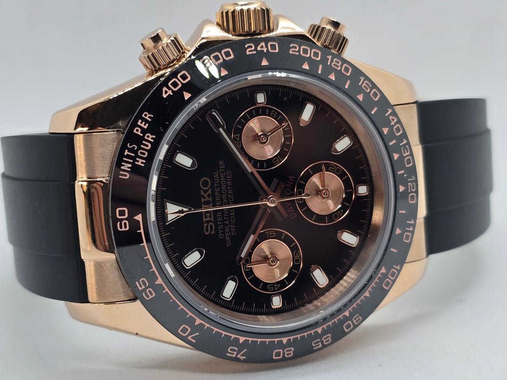 Chronograph Series - Black Rubber Black Rose Gold