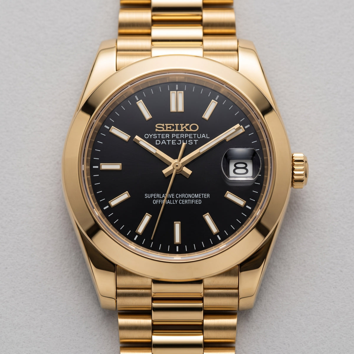 Date Mod – Gold · Grey Stick Dial – Automatic – dial detail