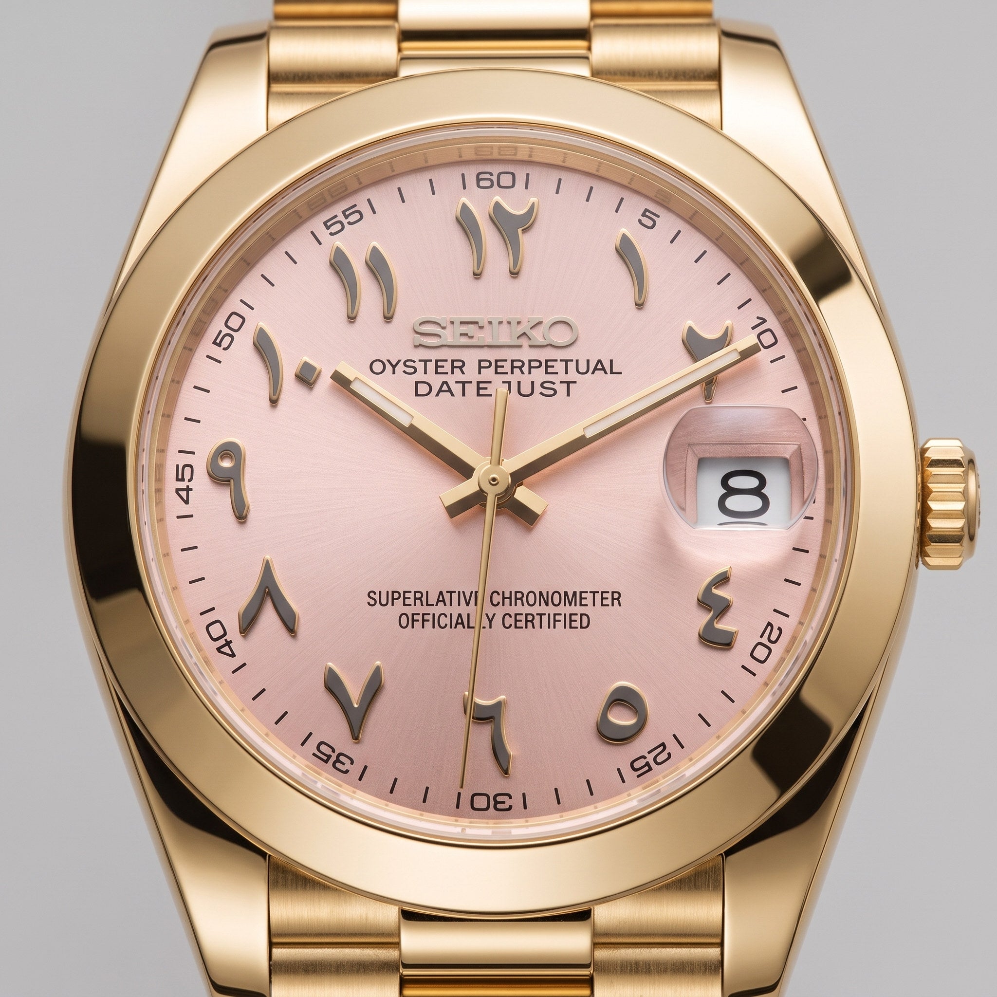 Date Mod – Gold · Pink Arabic Dial – Automatic – dial detail