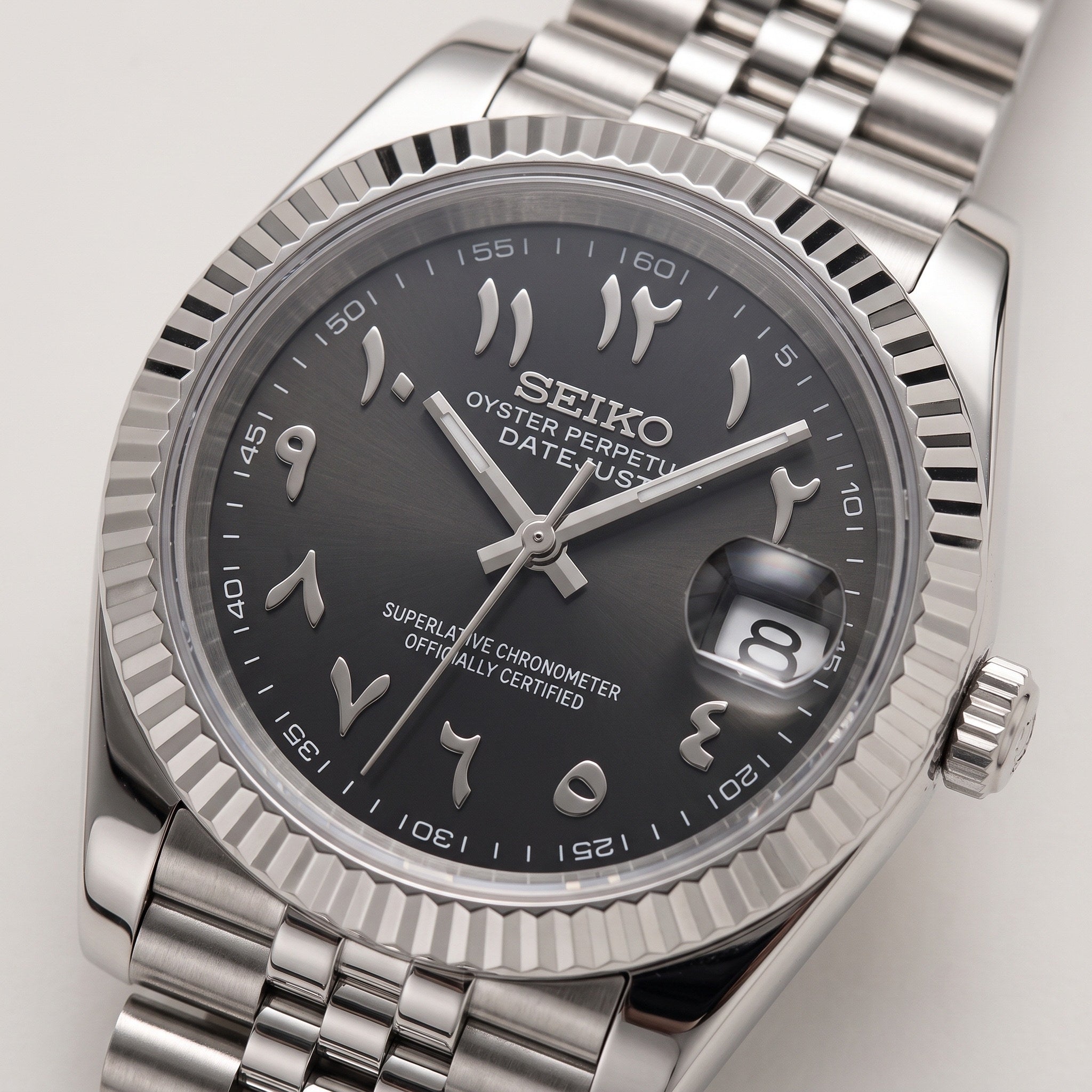 Date Mod – Steel · Black Arabic Dial – Automatic – dial detail