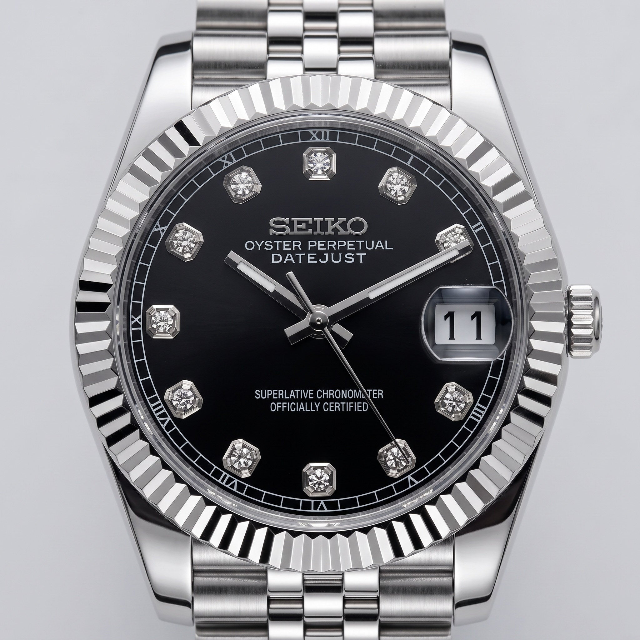 Date Mod – Steel · Black Diamond Dial – Automatic – dial detail