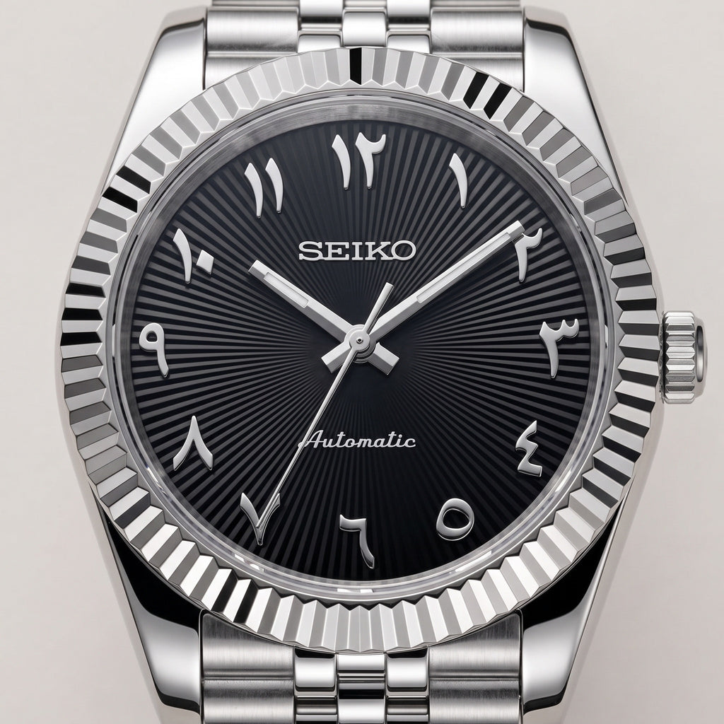 Date Mod – Steel · Black-Green Arabic Dial – Automatic – dial detail