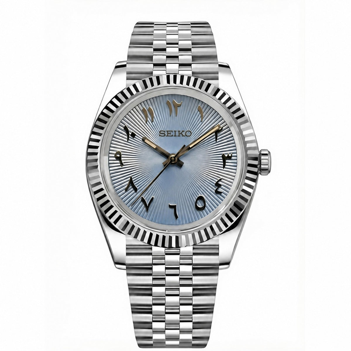Date Mod – Steel · Black MOP Arabic Dial – Automatic - with Seiko logo