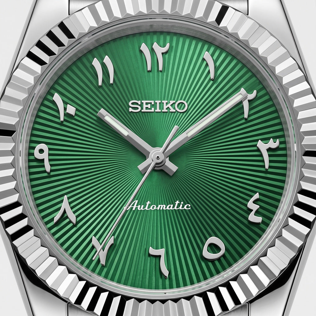 Date Mod – Steel · Green Arabic Dial III – Automatic – dial detail