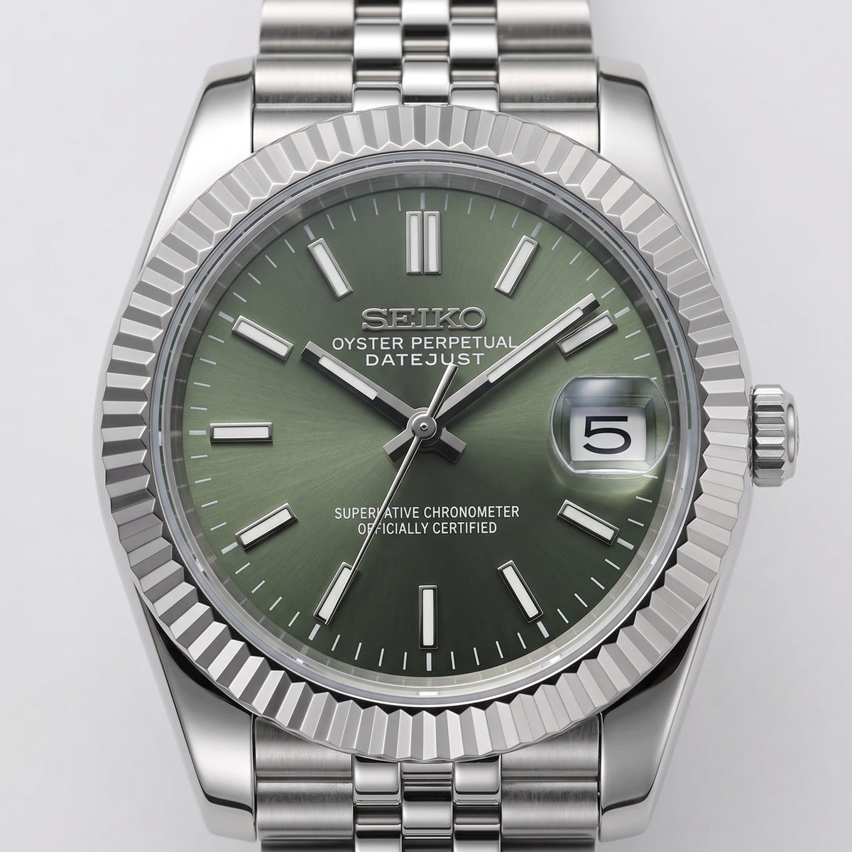 Date Mod – Steel · Green Stick Dial III – Automatic – dial detail