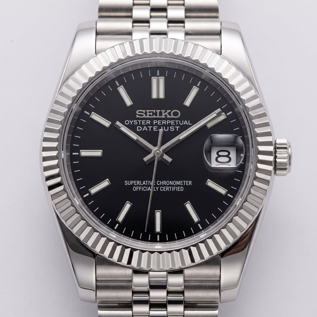 Date Mod – Steel · Grey Stick Dial – Automatic – dial detail