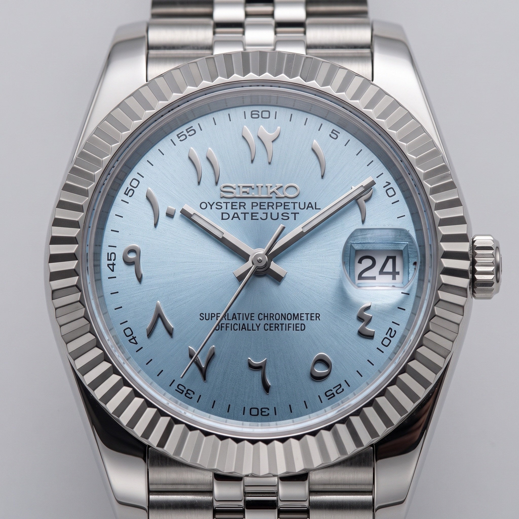 Date Mod – Steel · Ice-Blue Arabic Dial – Automatic – dial detail