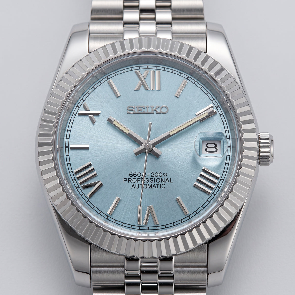 Date Mod – Steel · Ice-Blue Roman Dial – Automatic – dial detail