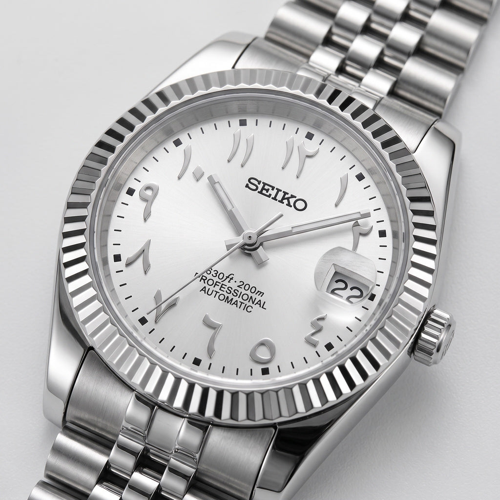 Date Mod – Steel · Silver Roman Dial II – Automatic – dial detail