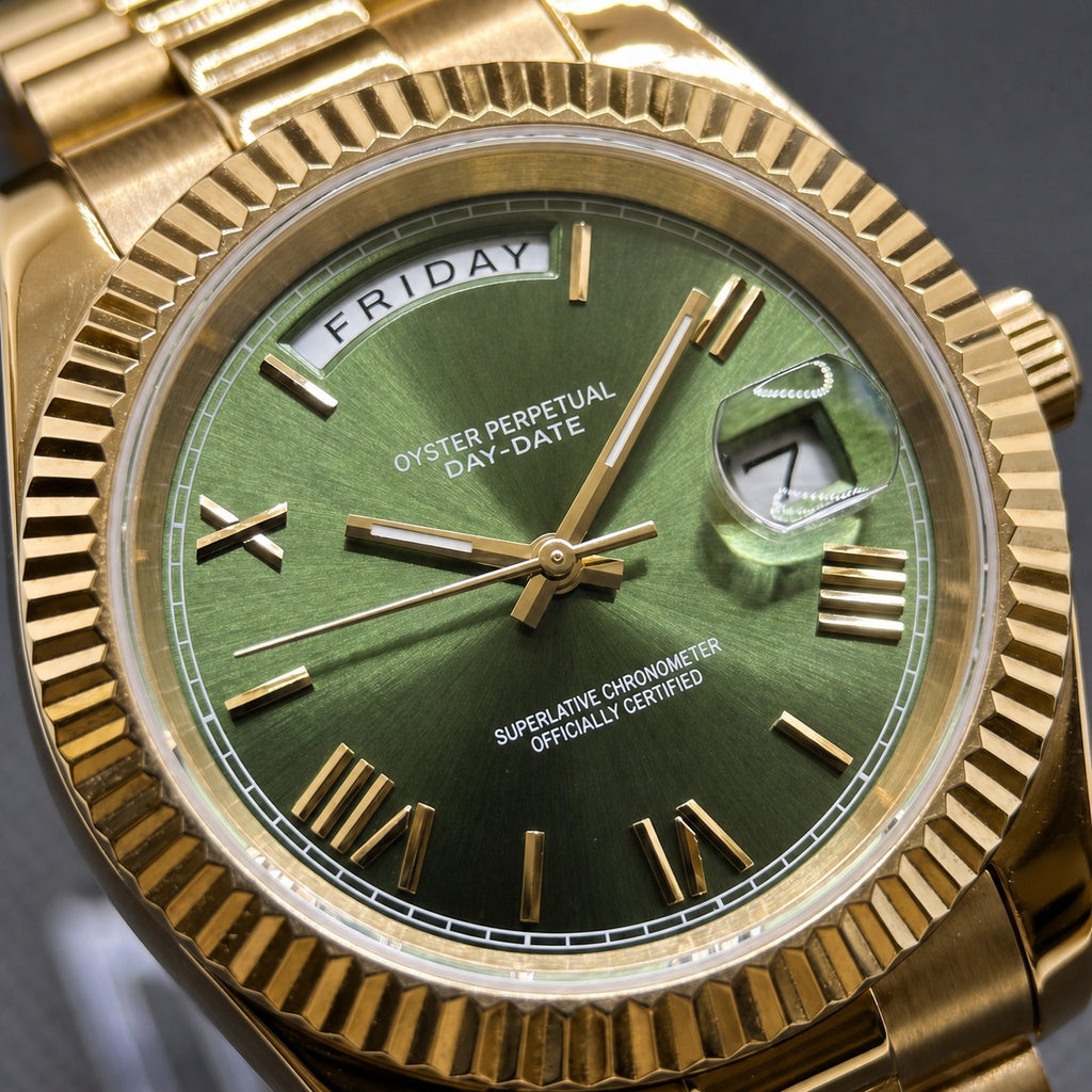 Day Mod – Gold · Green Dial – 40mm – Automatic - macro