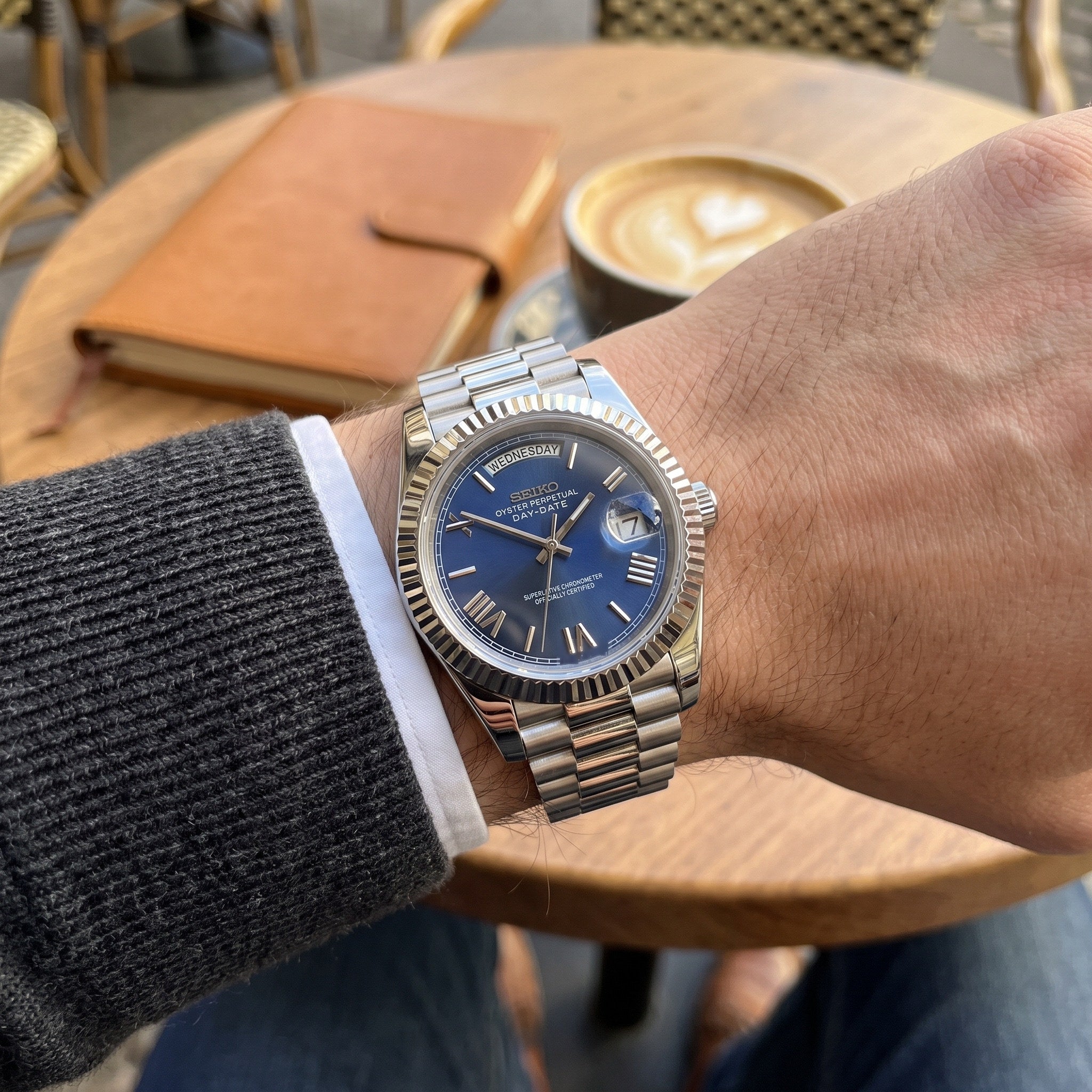 Day Mod – White Gold · Blue Roman Dial – 40mm – Automatic – on-wrist view