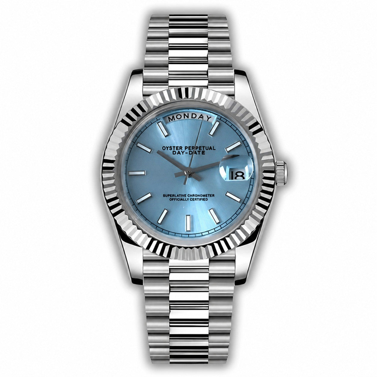 Day Mod – White Gold · Ice-Blue Roman Dial – 40mm – Automatic - without Seiko logo