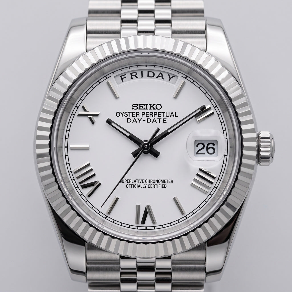 Day Mod – White Gold · White Roman Dial – 40mm – Automatic – dial detail