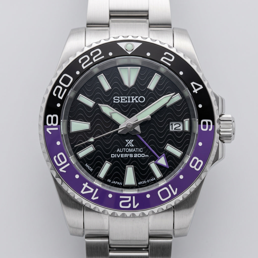 GMT Mod – Steel · Purple-Black Bezel – 40mm – Automatic GMT – dial detail