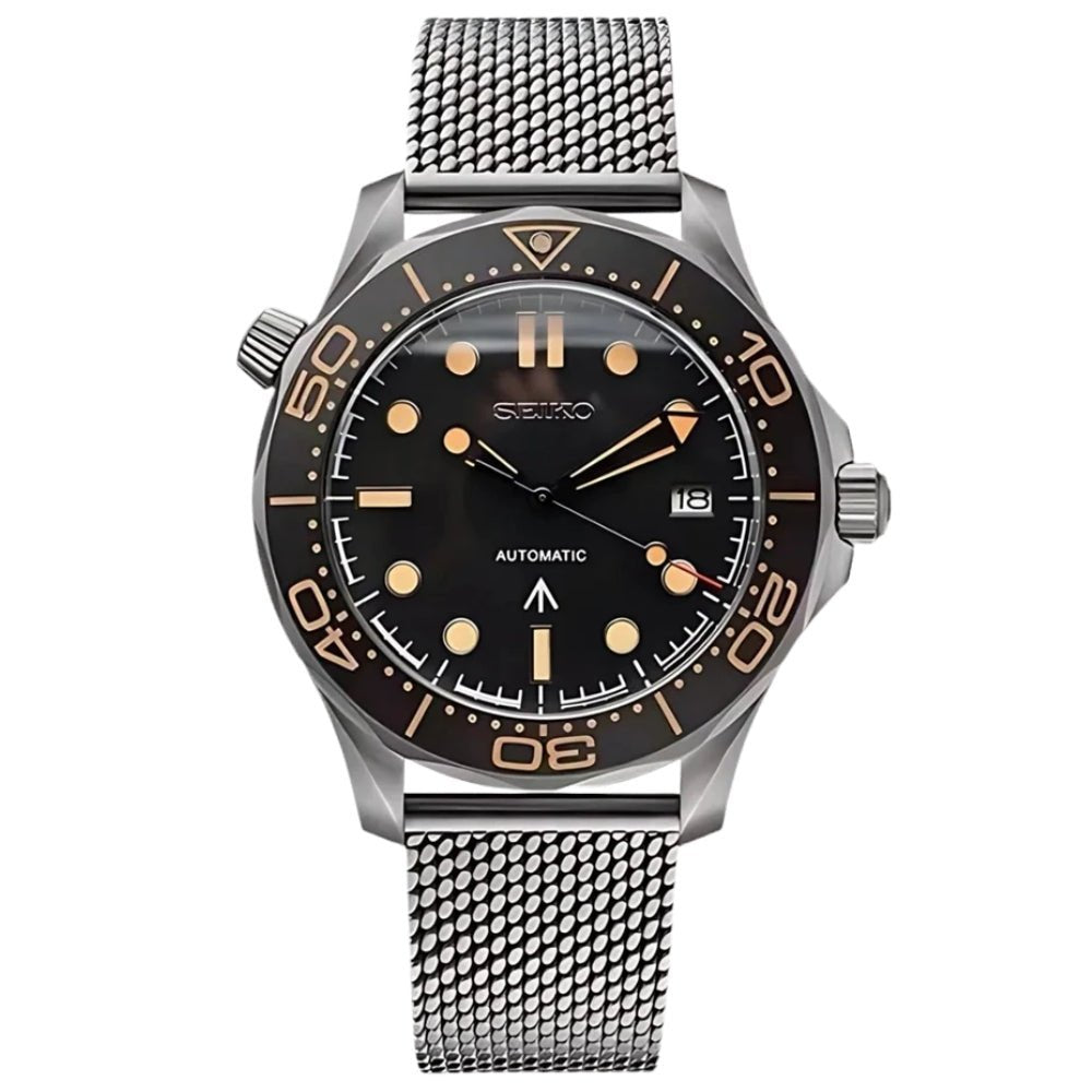 Moon Mod – Brown Gradient Diver · Mesh – 42mm – Automatic — with Seiko logo