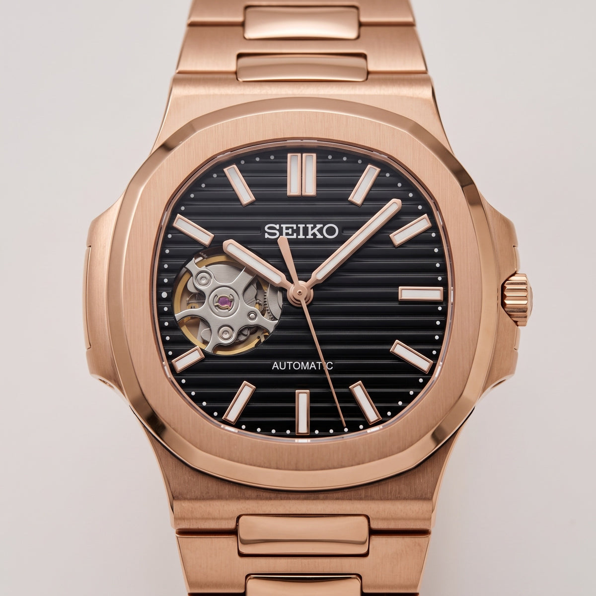 Naut Mod – Rose Gold · Black Open-Heart Dial – 41mm – Automatic – dial detail