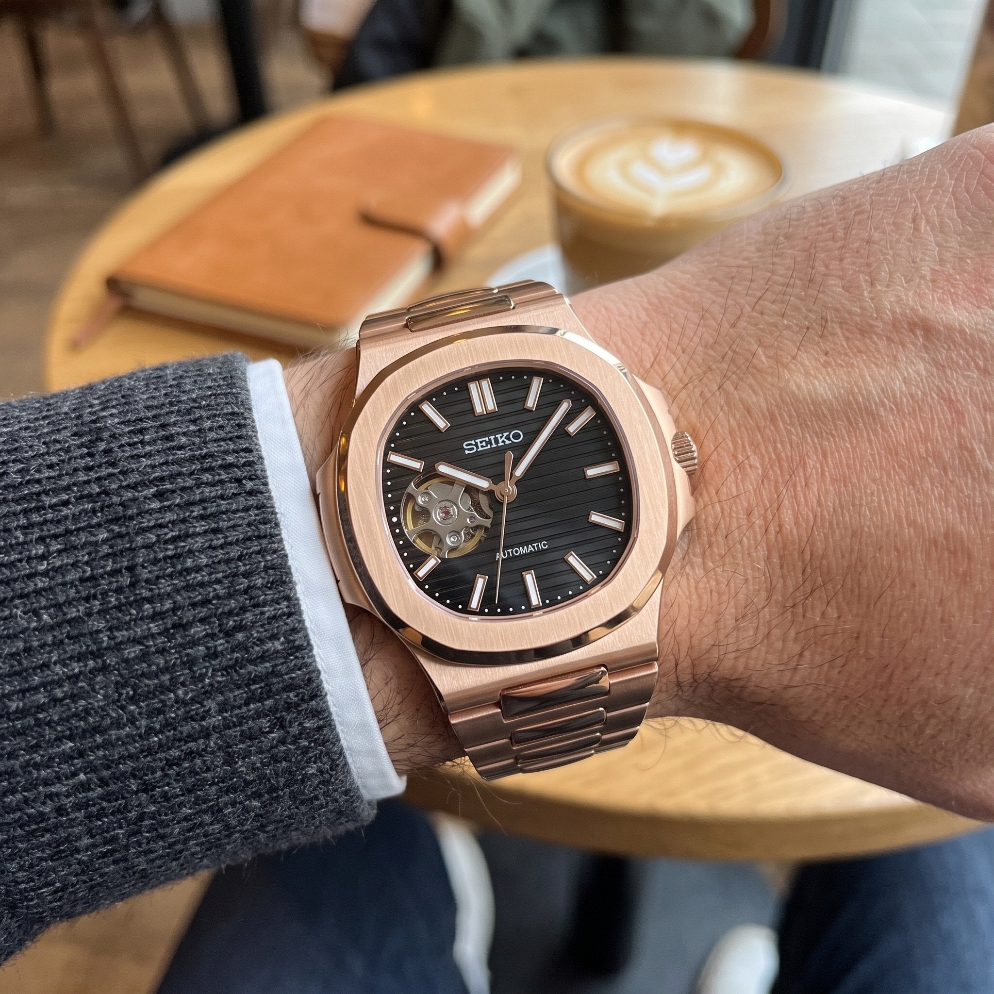 Naut Mod – Rose Gold · Black Open-Heart Dial – 41mm – Automatic – on-wrist view