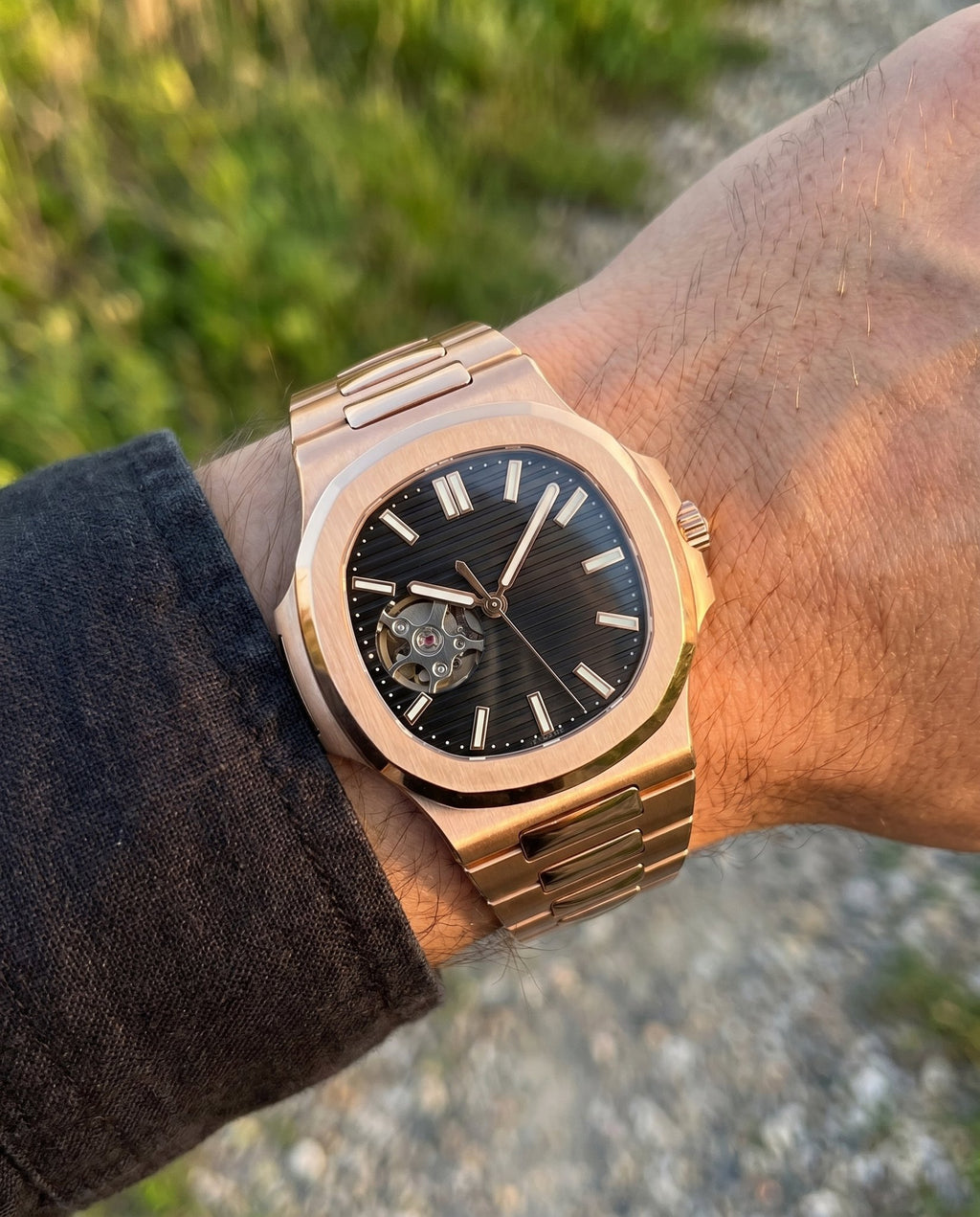 Naut Mod – Rose Gold · Black Open-Heart Dial – 41mm – Automatic - on-wrist lifestyle