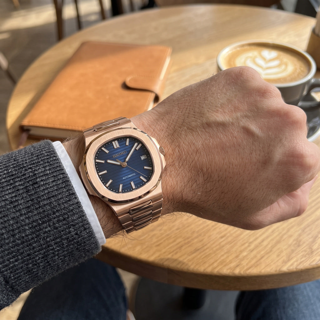 Naut Mod – Rose Gold · Blue Dial – 41mm – Automatic – on-wrist view