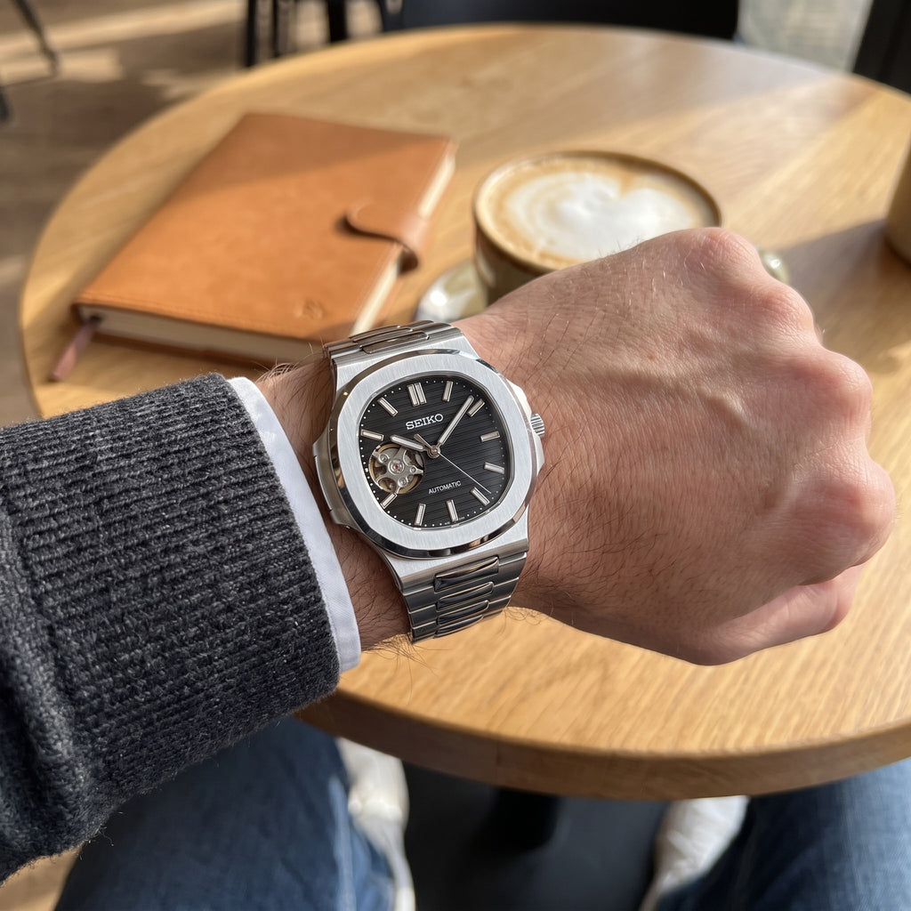 Naut Mod – Steel · Black Open-Heart Dial – 41mm – Automatic – on-wrist view