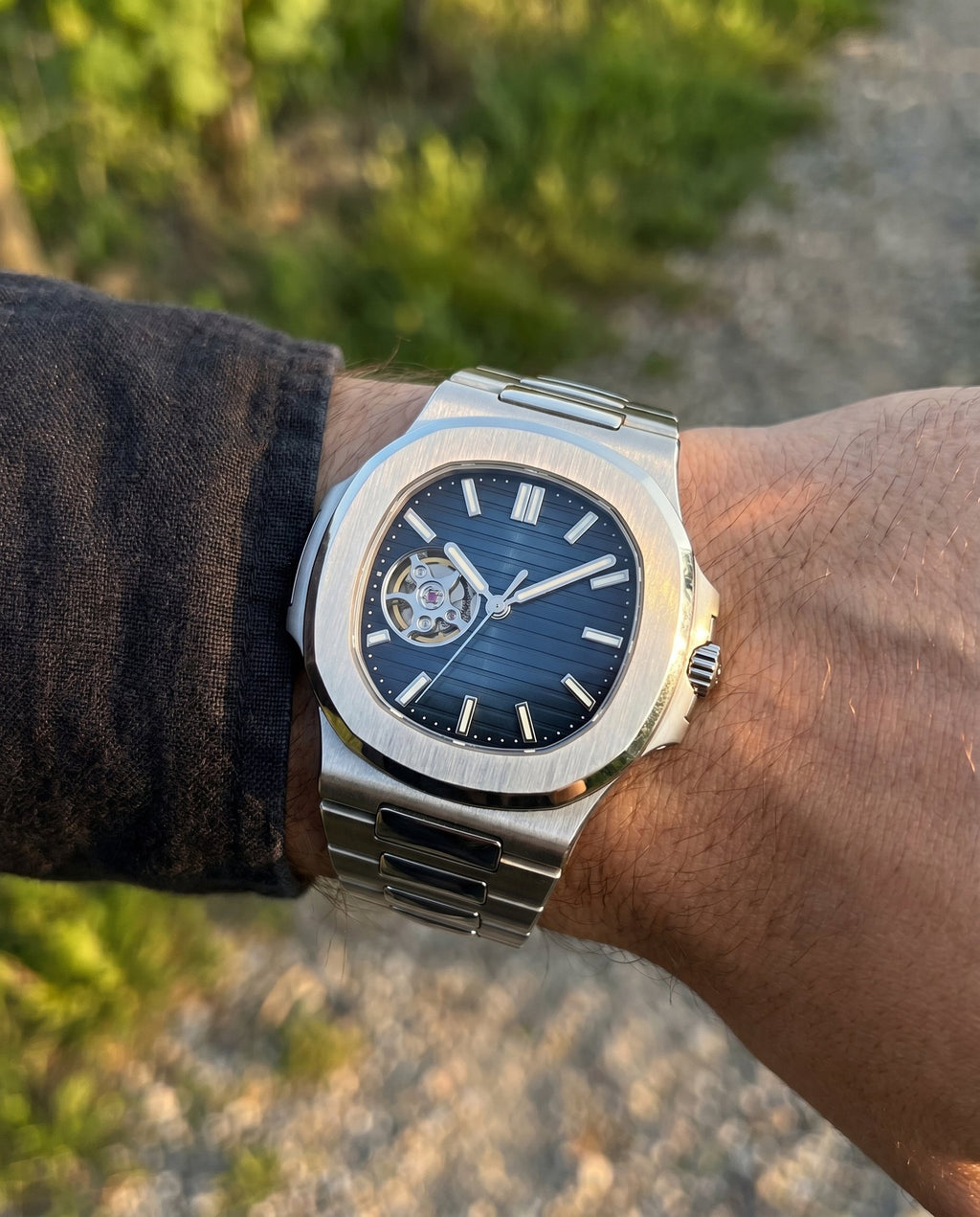 Naut Mod – Steel · Blue Open-Heart Dial – 41mm – Automatic - on-wrist lifestyle
