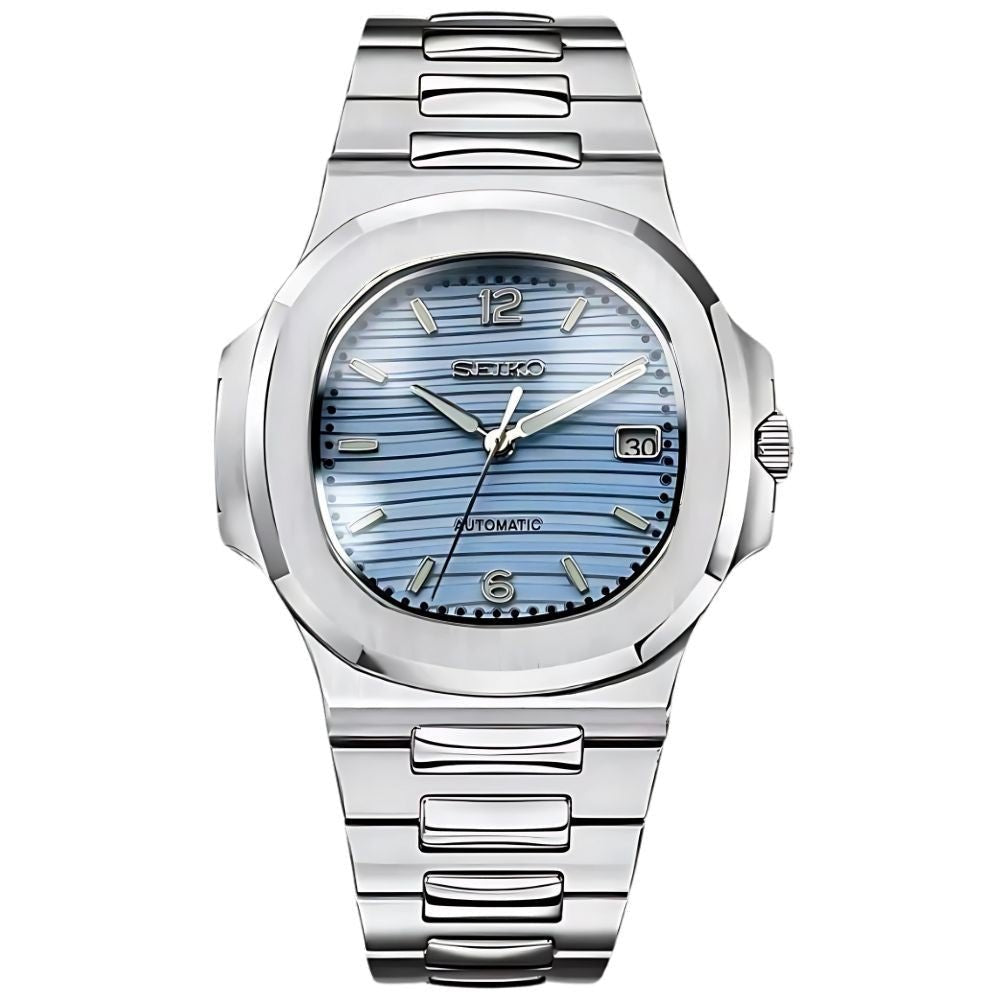 Naut Mod – Steel · Light Blue Dial – 41mm – Automatic — with Seiko logo