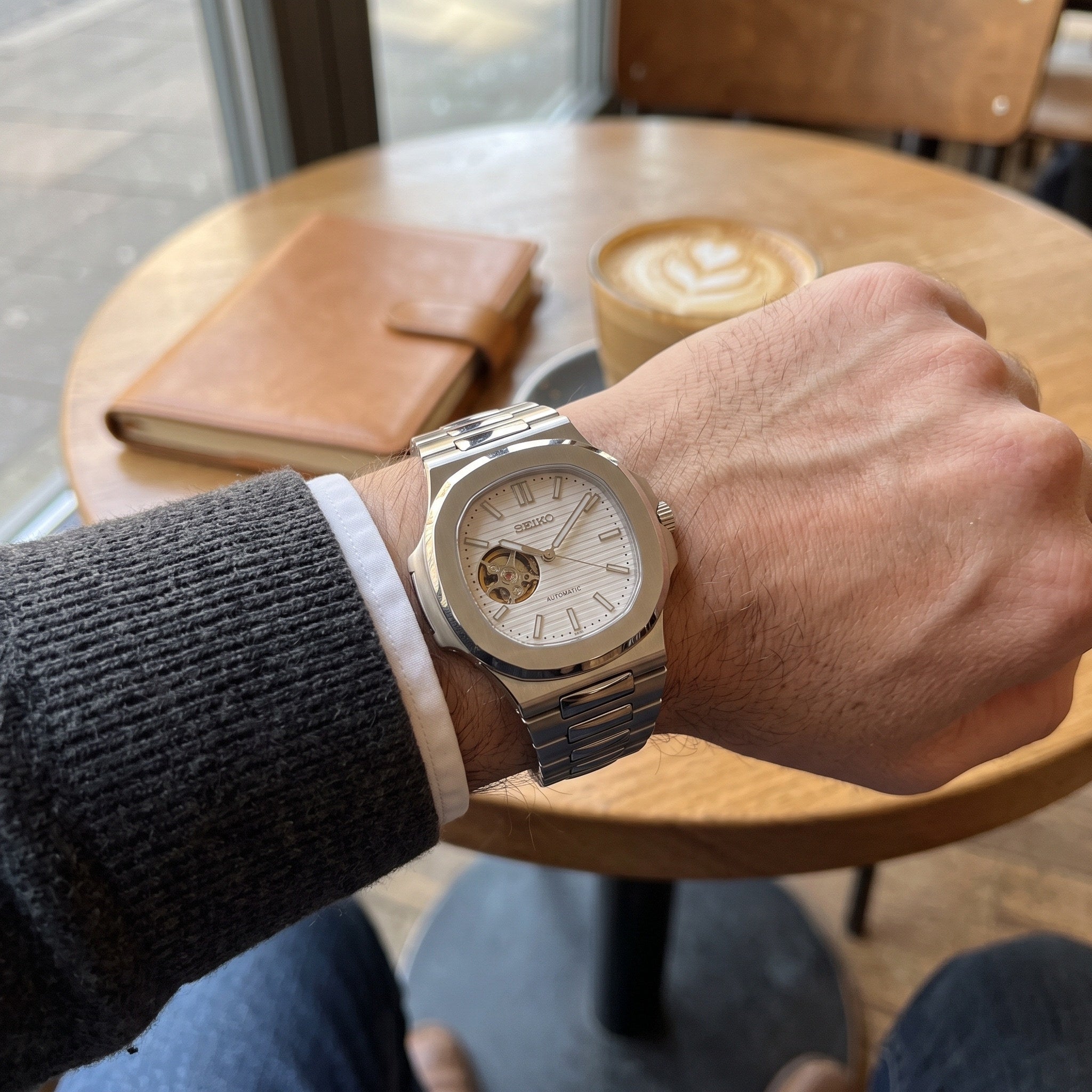 Naut Mod – Steel · White Open-Heart Dial – 41mm – Automatic – on-wrist view