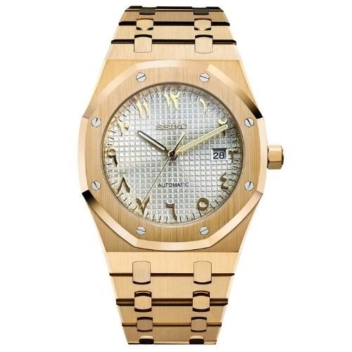 Oak Mod – Rose Gold · MOP Arabic Dial – 41mm – Automatic — with Seiko logo