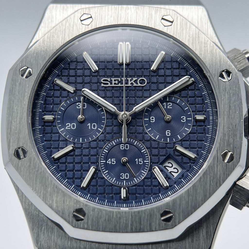 Oak Mod – Steel · Blue Chronograph – 41mm – Chronograph – dial detail