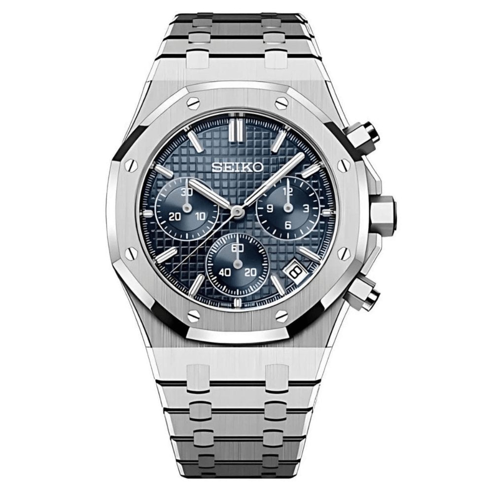 Oak Mod – Steel · Blue Chronograph II – 41mm – Chronograph — with Seiko logo