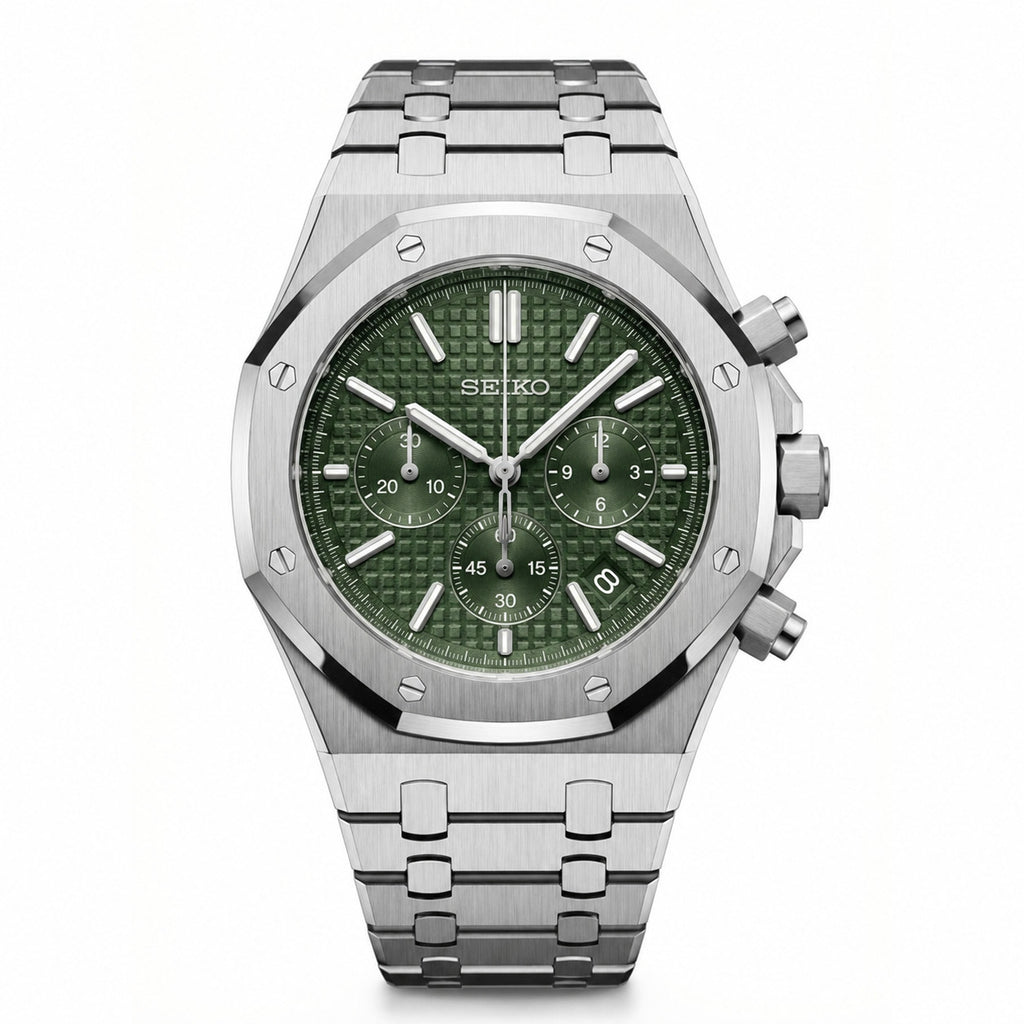 Oak Mod – Steel · Green Chronograph – 41mm – Chronograph - with Seiko logo