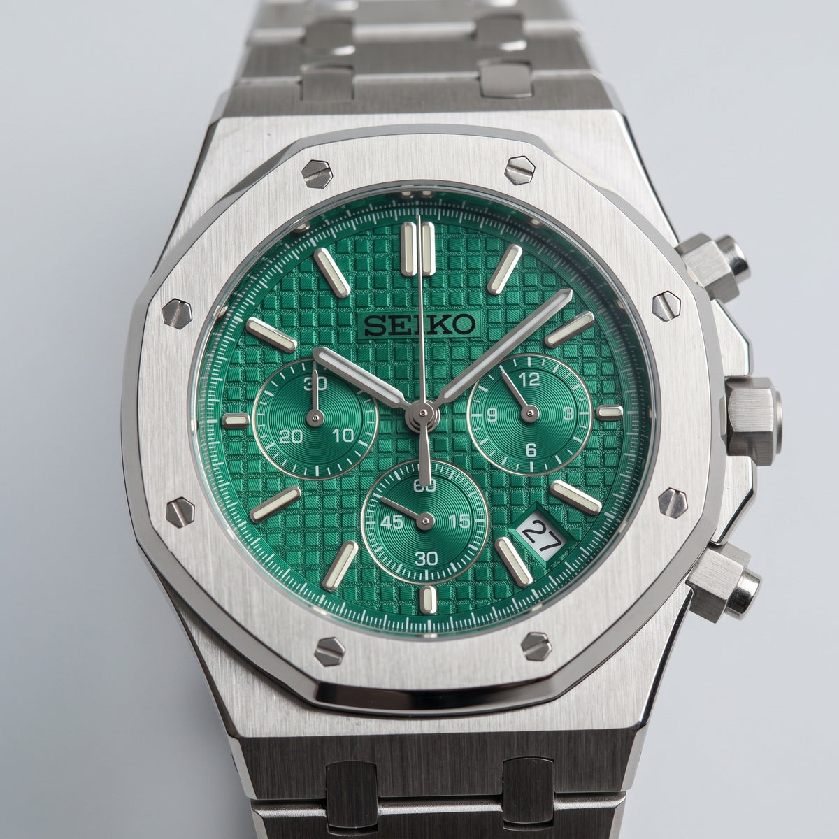 Oak Mod – Steel · Green Chronograph II – 41mm – Chronograph – dial detail