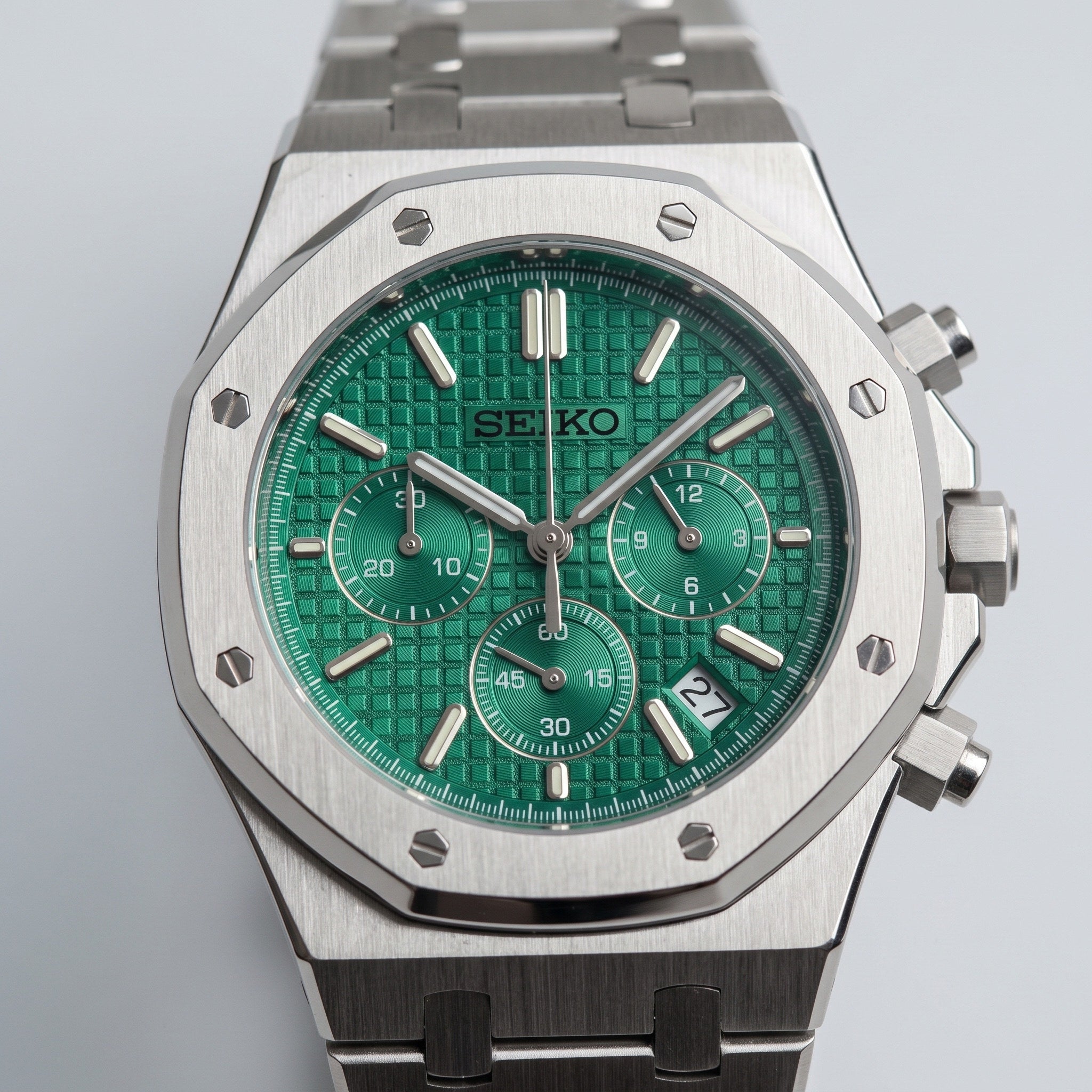Oak Mod – Steel · Green Tapisserie Chronograph – 41mm – Chronograph – dial detail