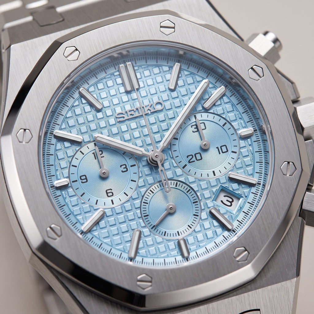 Oak Mod – Steel · Ice-Blue Chronograph – 41mm – Chronograph – dial detail
