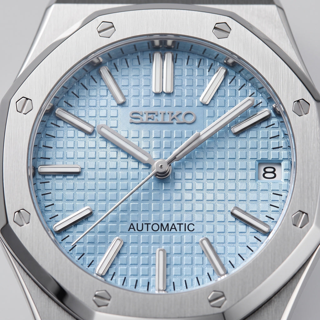 Oak Mod – Steel · Ice-Blue Dial – 41mm – Automatic – dial detail