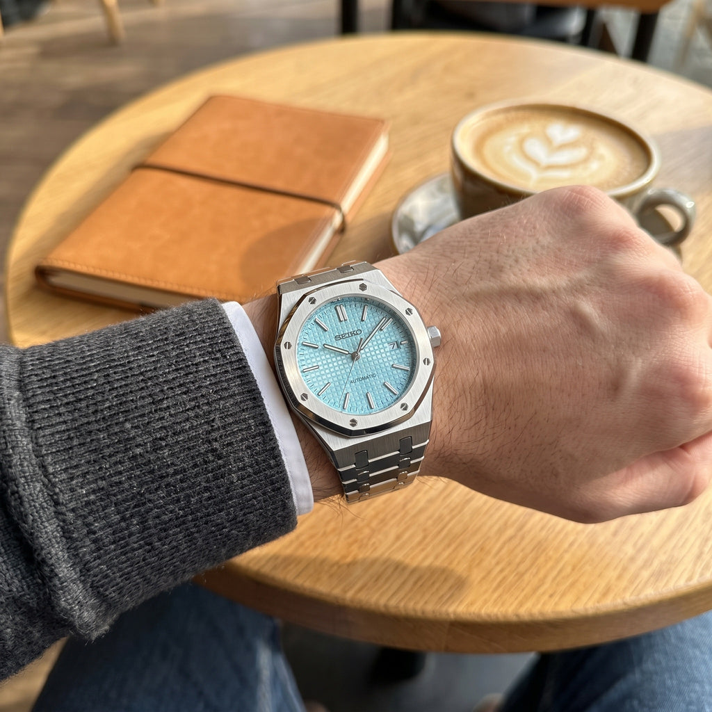 Oak Mod – Steel · Light Blue Chronograph – 41mm – Chronograph – on-wrist view
