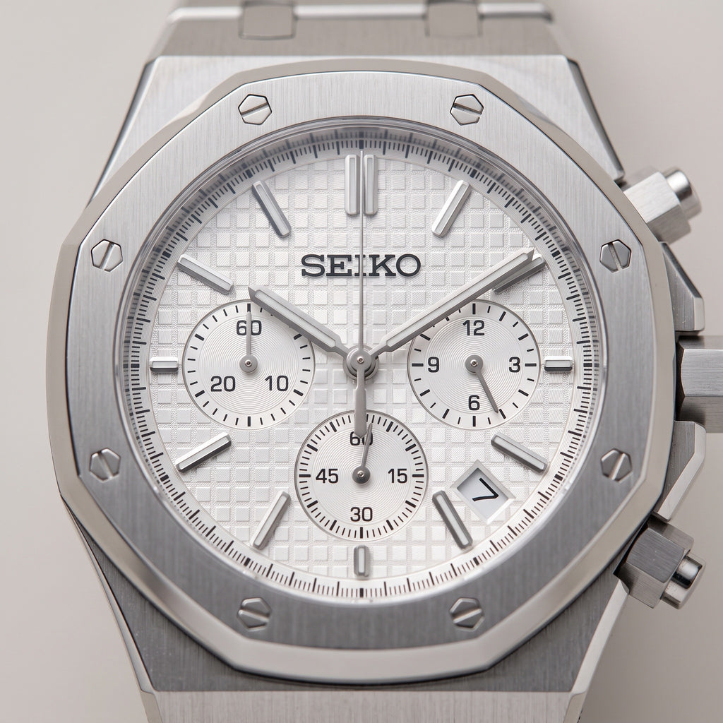 Oak Mod – Steel · White Chronograph – 41mm – Chronograph – dial detail