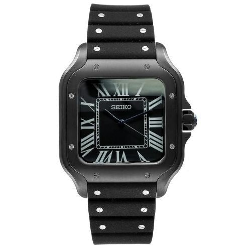 Seiktos Mod – Black Black Dial – 38mm – Automatic — with Seiko logo