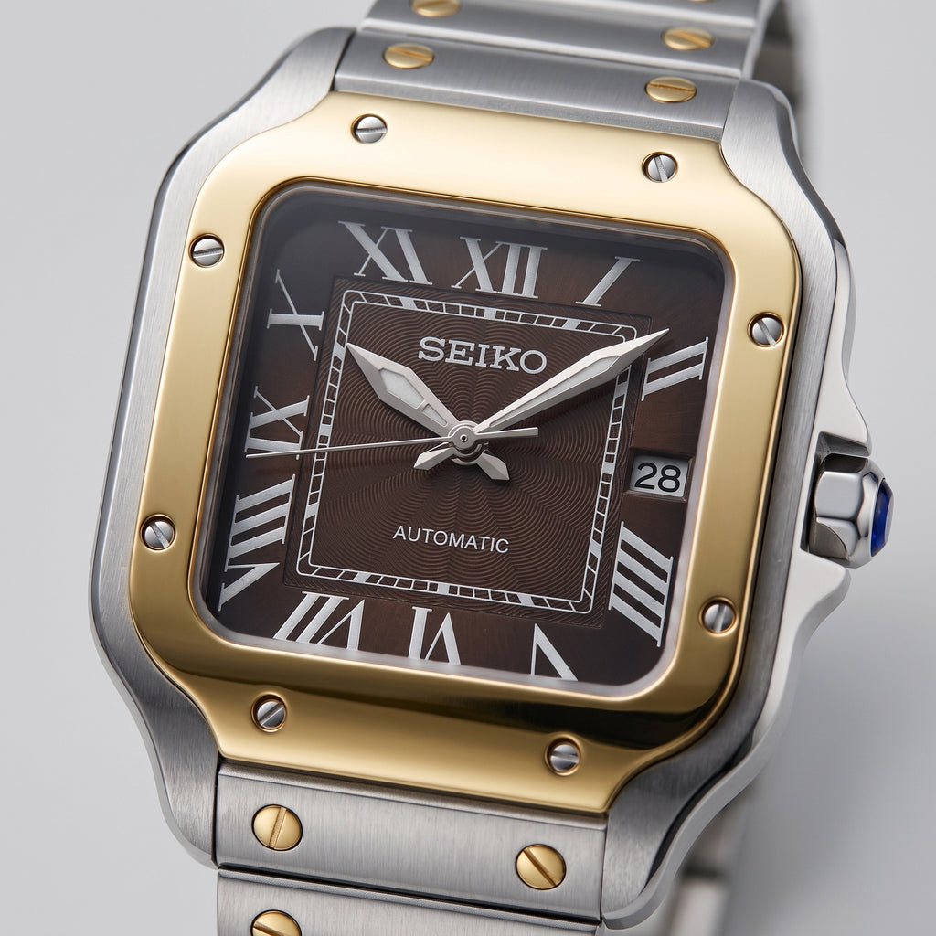 Seiktos Mod – Two-Tone Gold Brown Dial – 38mm – Automatic – dial detail