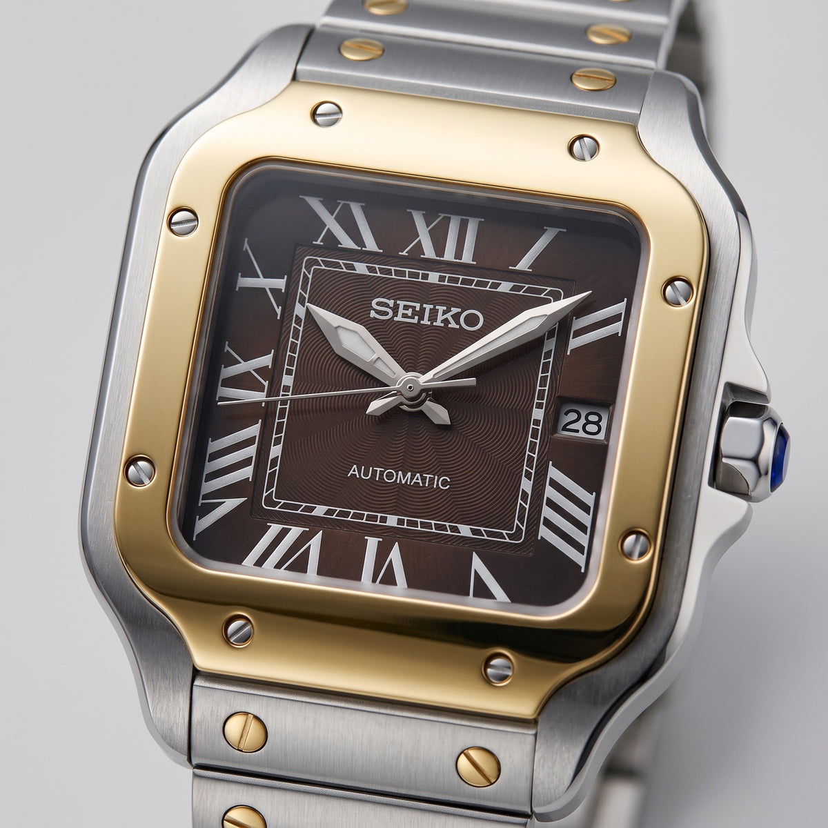 Seiktos Mod – Two-Tone Gold Brown Dial – 38mm – Automatic – dial detail