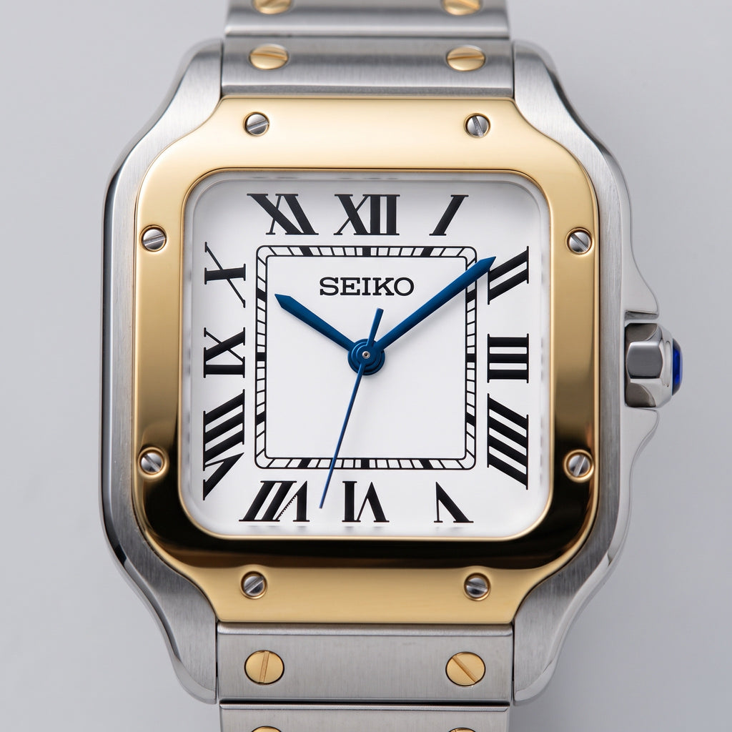 Seiktos Mod – Two-Tone Gold Silver Dial – 38mm – Automatic – dial detail