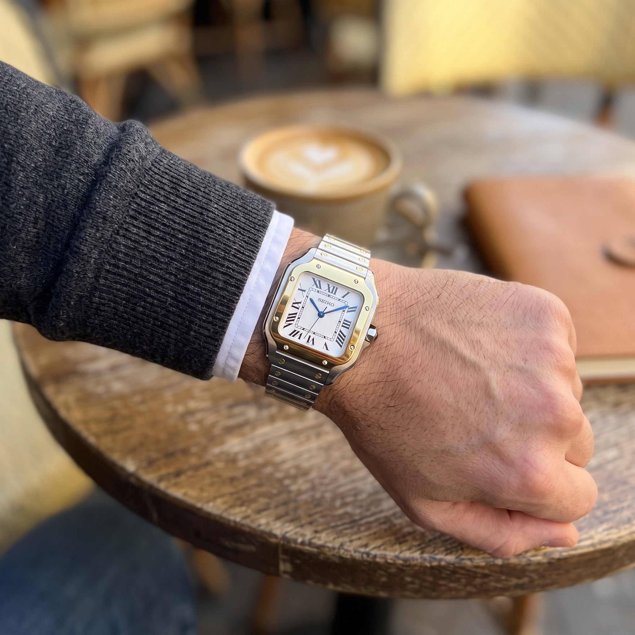 Seiktos Mod – Two-Tone Gold Silver Dial – 38mm – Automatic – on-wrist view