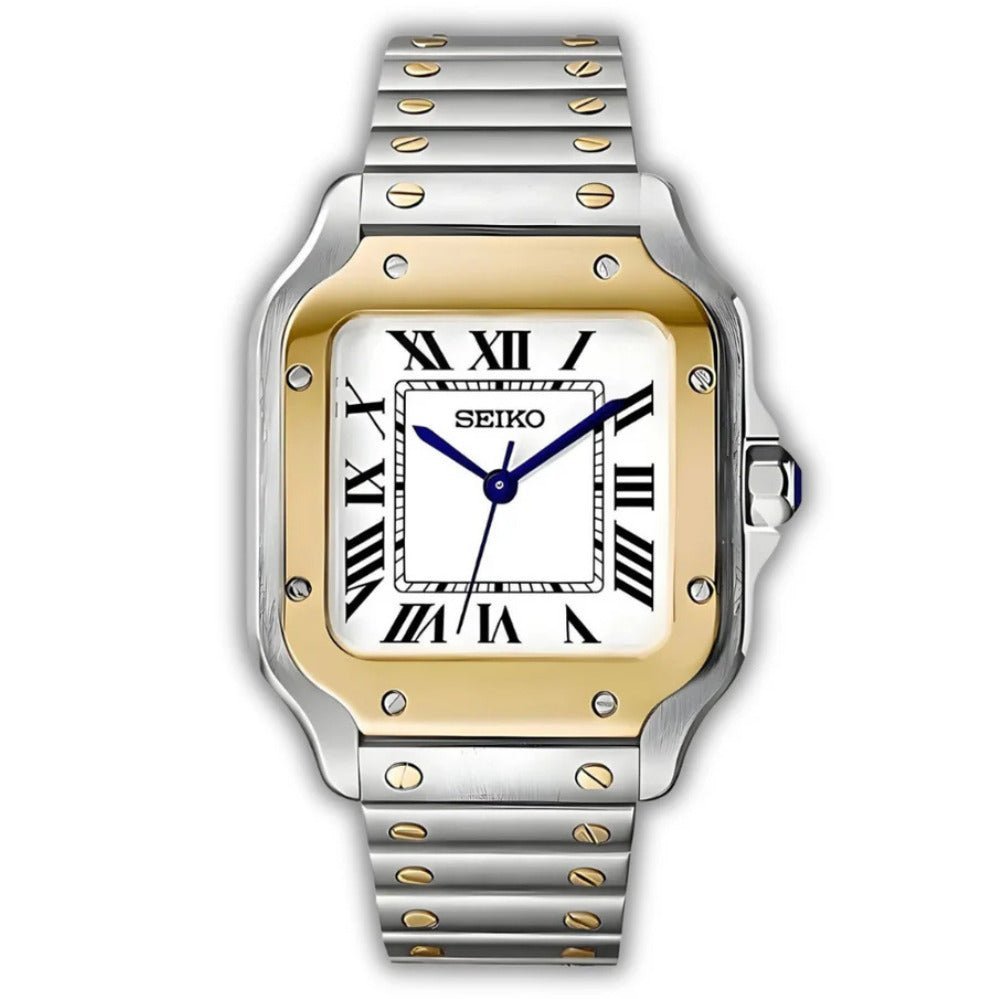 Seiktos Mod – Two-Tone Gold Silver Dial – 38mm – Automatic — with Seiko logo