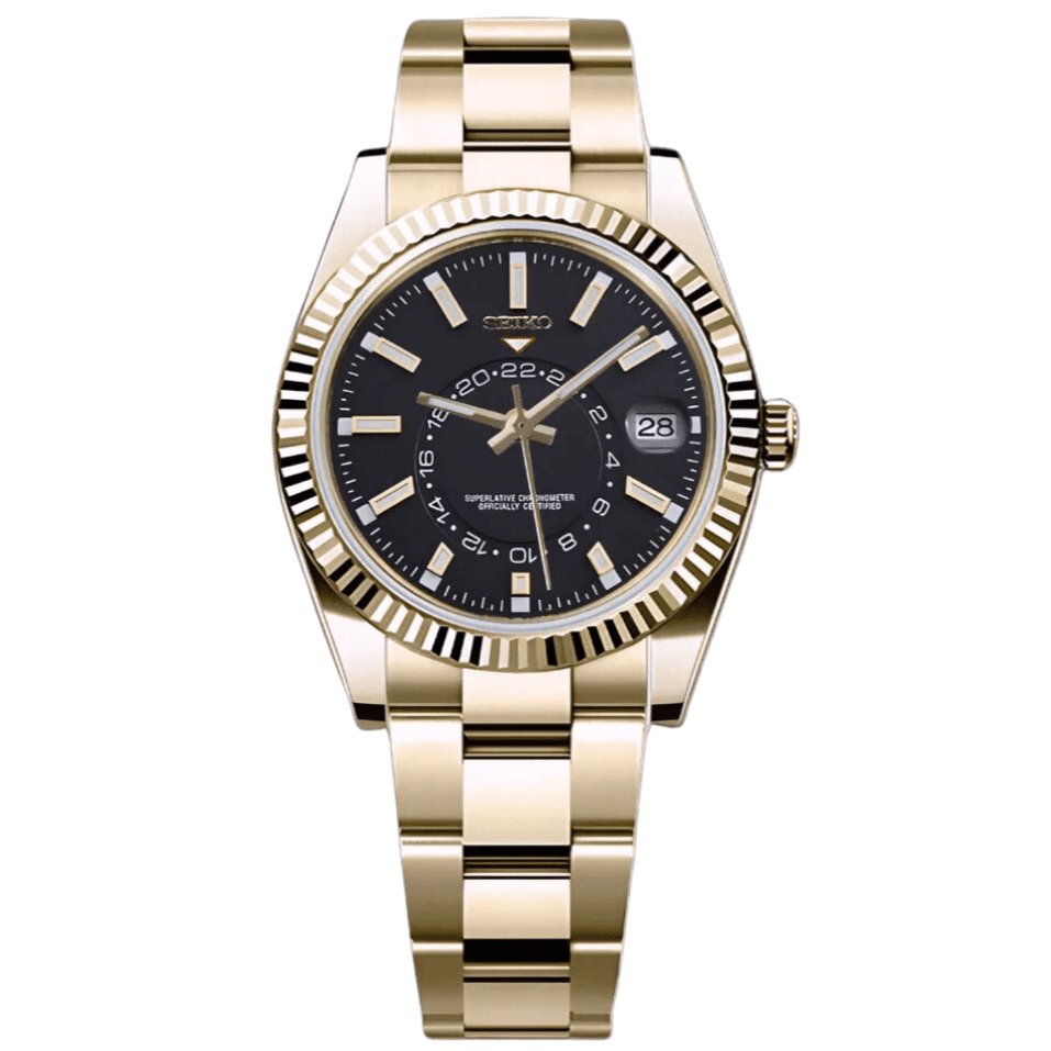 Sky Mod – Gold Black Dial – 41mm – Automatic — with Seiko logo