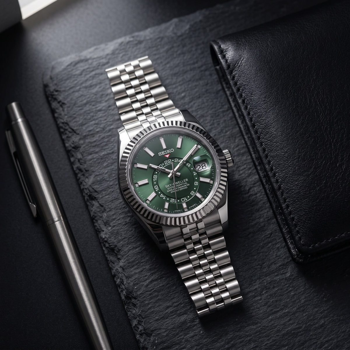 Sky Mod – Green Dial – 41mm – Automatic – lifestyle flat lay