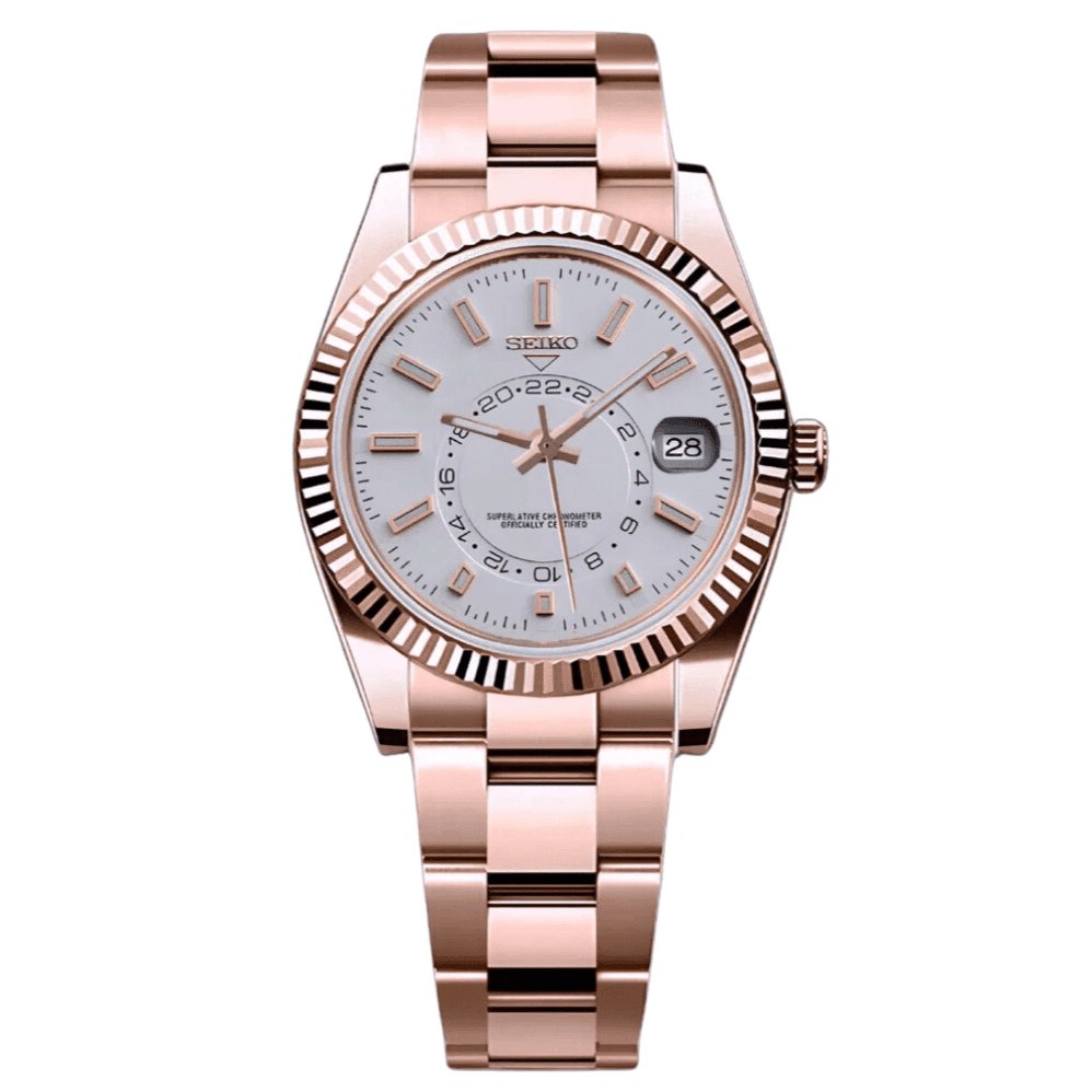 Sky Mod – Rose Gold White Dial – 41mm – Automatic — with Seiko logo