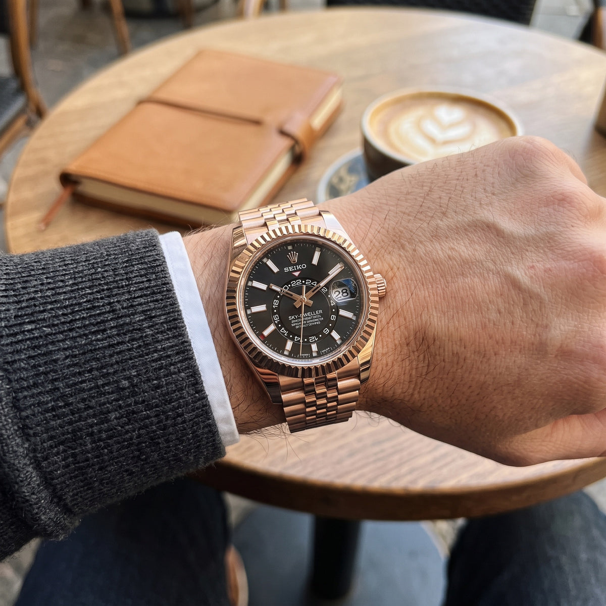 Sky Mod – Two-Tone Rose Gold Black Dial – 41mm – Automatic – on-wrist view